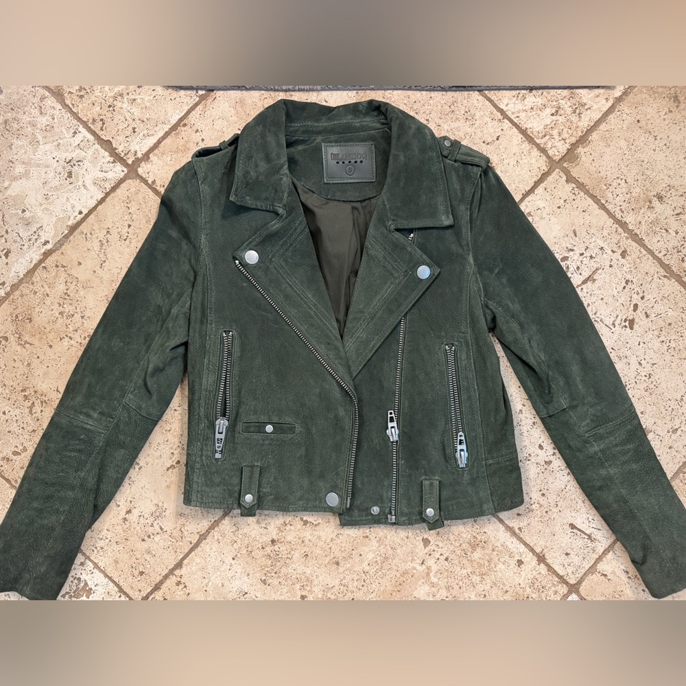 BlankNYC Deep Green Suede Moto Jacket
